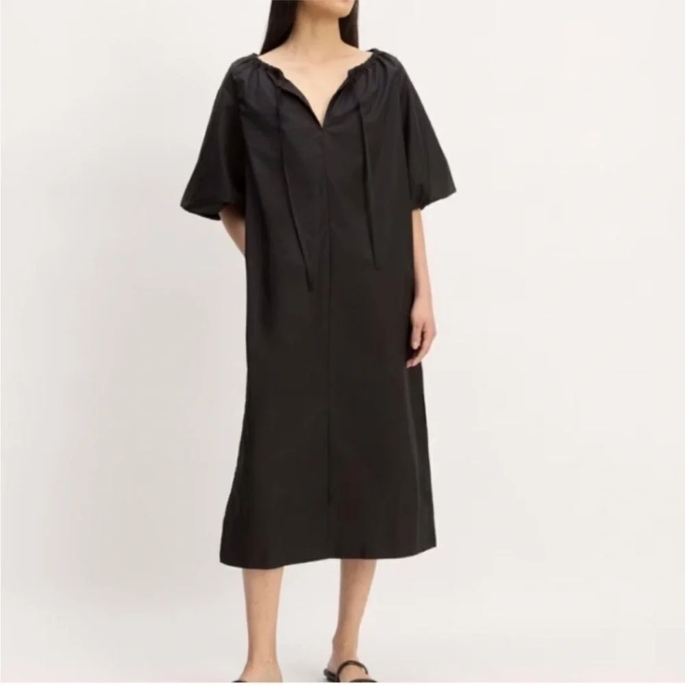 NWT Everlane Supima Puff Sleeve Maxi Dress Black XS - Picture 1 of 10